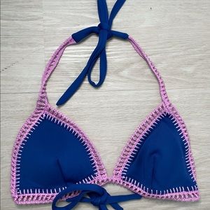Royal Blue & Pink Bikini Top